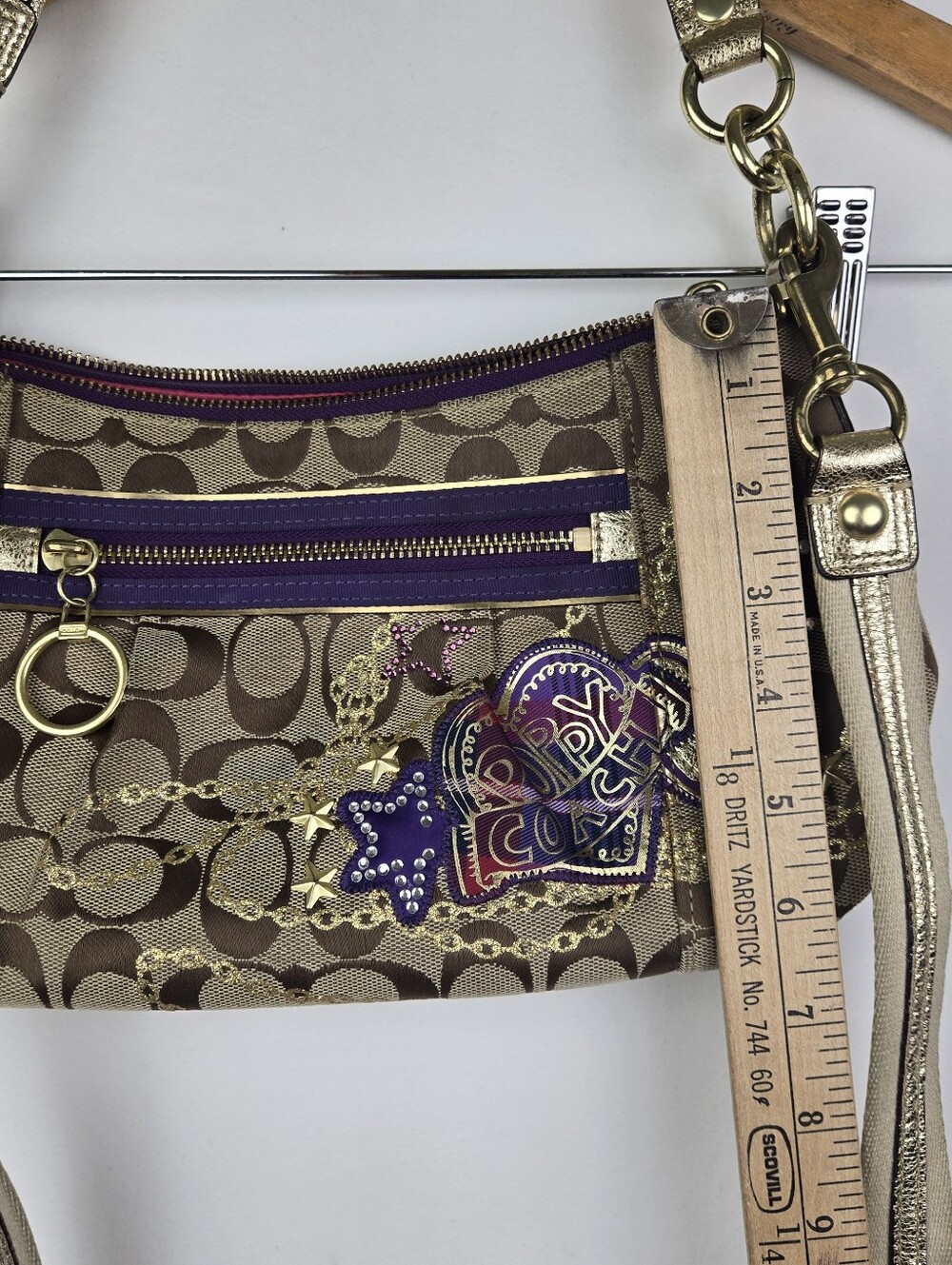 Coach Poppy Appliqué Khaki Signature 15880 Bag - Picture 10 of 16